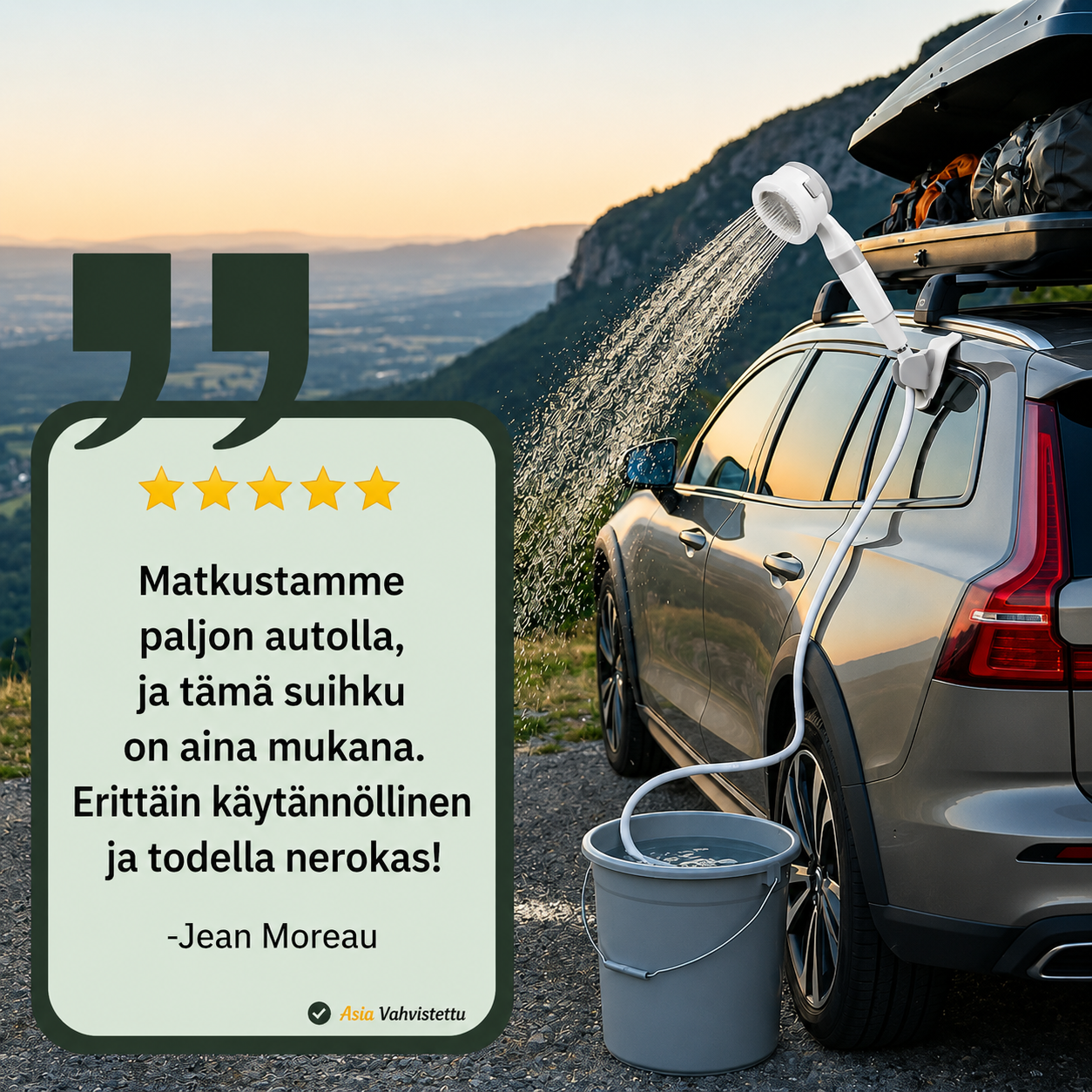 Kannettava vesipumppu: sarja letkulla ja suuttimilla