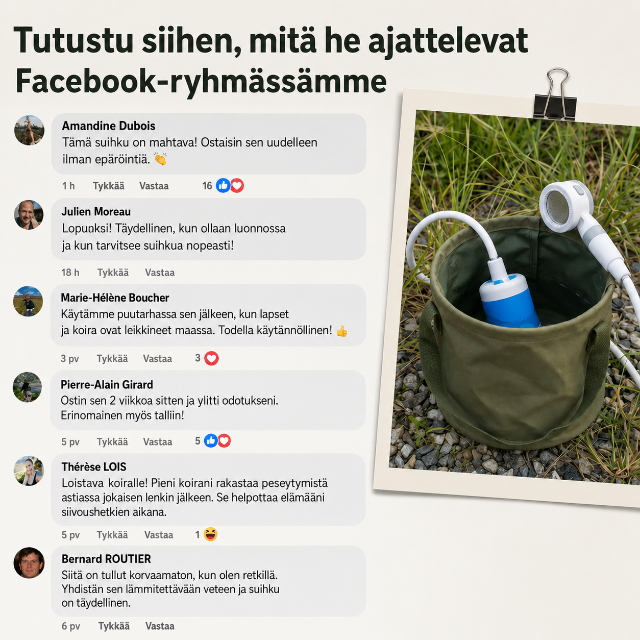 Kannettava vesipumppu: sarja letkulla ja suuttimilla